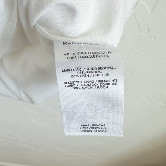 Reformation | Zenni 100% Linen Boat Neck Mini Dress in White - Picture 9 of 9